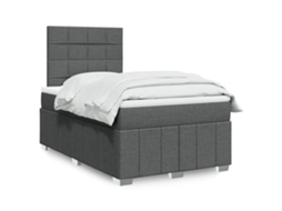 Vidaxl Cama Boxspring Com Colchão 120x190 Cm Tecido Cinzento-escuro