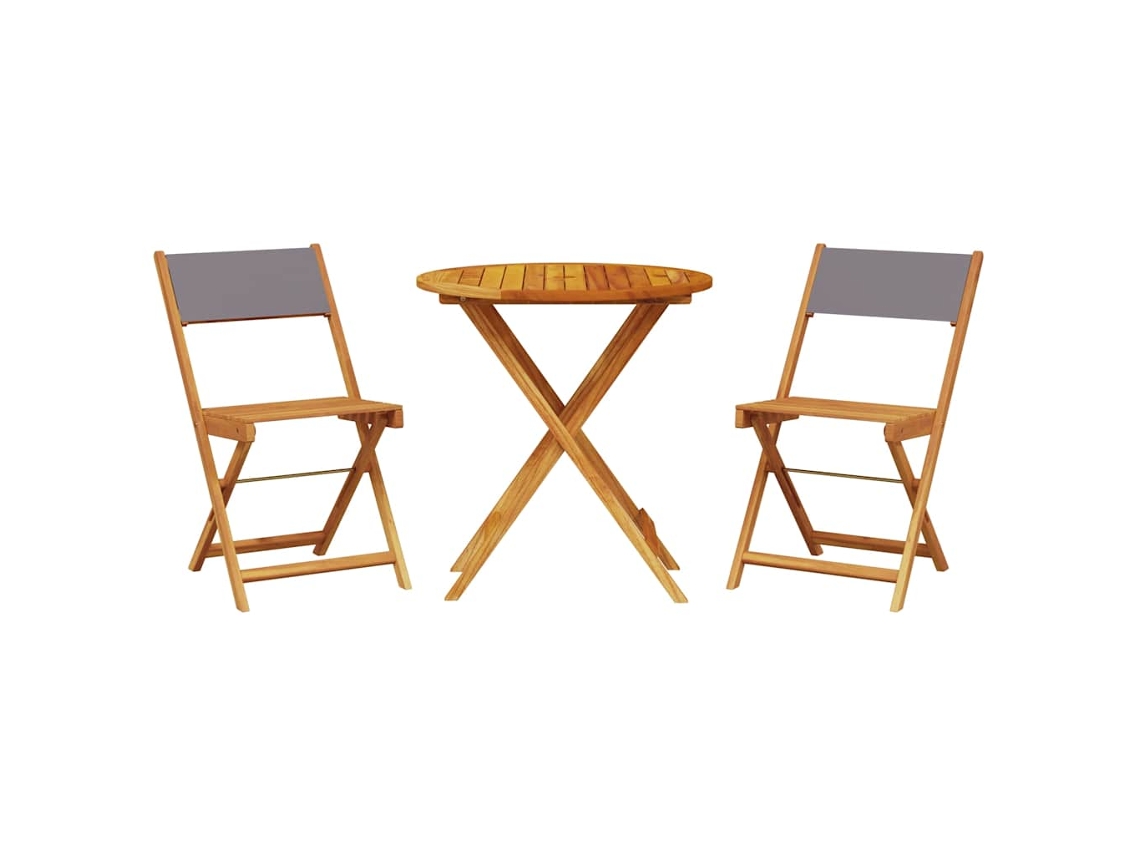 Conjunto de 3 Pcs de Bistrô em Tecido e Madeira Maciça Antracite MAISON EXCLUSIVE