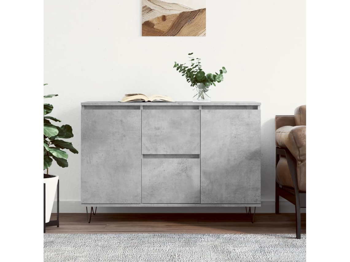 Aparador de madera procesada gris cemento de 104 x 35 x 70 cm