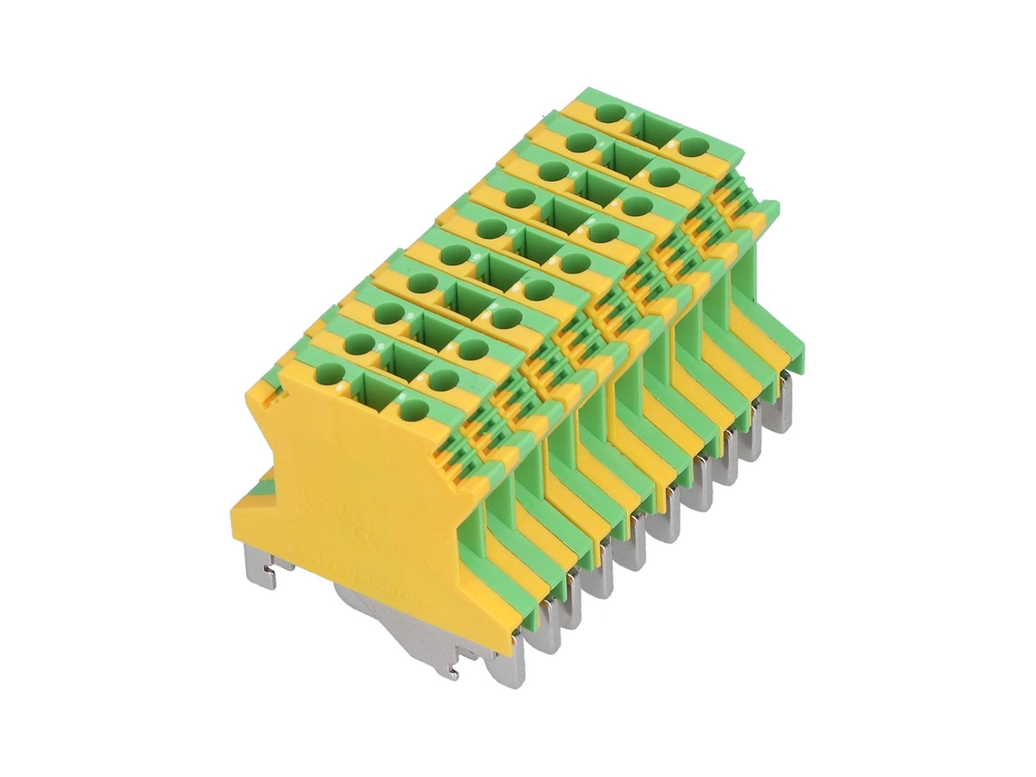 Bloco Terminal De Terra 2 Canais Din Rail 50pcs