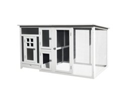 Galinheiro para 1-2 galinhas, com caixa de ninho, 160x75x80cm, cinza e branco