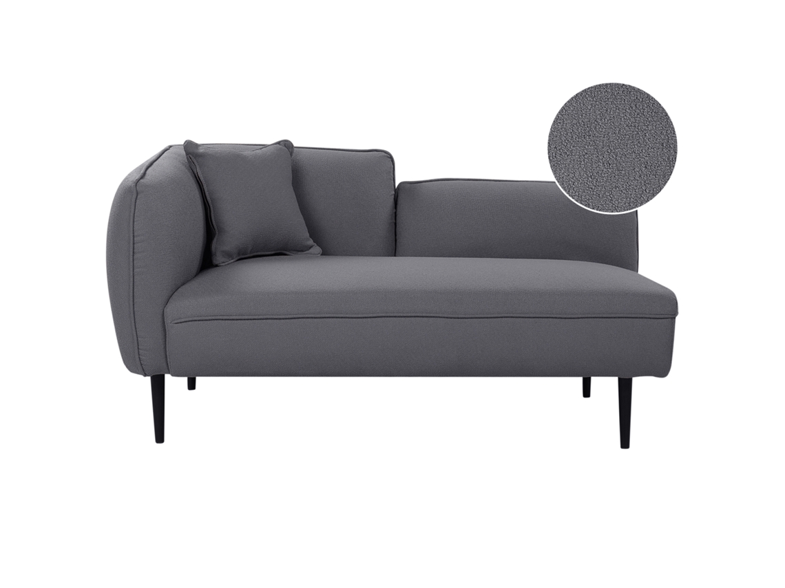 Chaise Longue À Esquerda BELIANI Chevannes de Bouclé Cinzento Escuro 138x77x74
