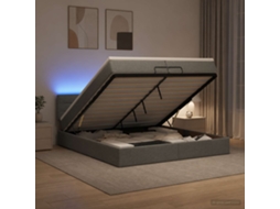 Vidaxl Cama Ottoman Com Colchão E Led Cinzento-escuro 200 X 200 Cm
