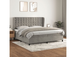 Vidaxl Cama Com Molas/colchão 200x200 Cm Veludo Cinzento-claro