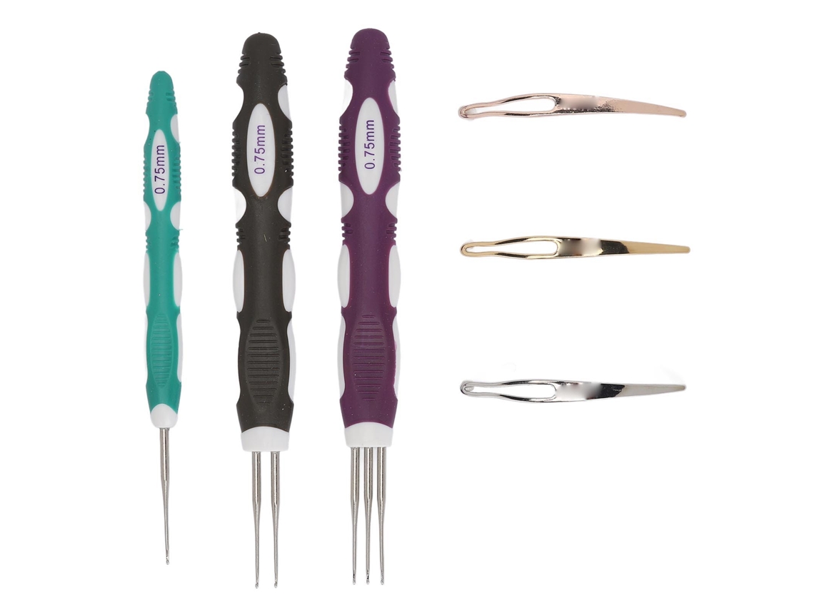 6pcs Gancho De Crochê Para Dreadlocks 0.75mm Com Mãos Ergonômicas Para Tecidos De Cabelo E Estilos Versáteis