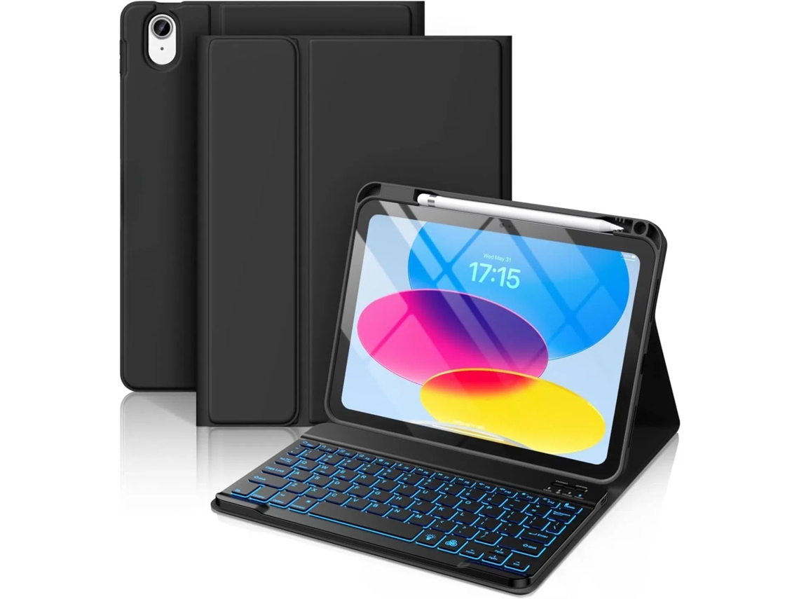 Capa Com Teclado Para Ipad 11 A16 Polegadas,com Teclado Retroiluminado Magnético (preto) Cuich (2025)