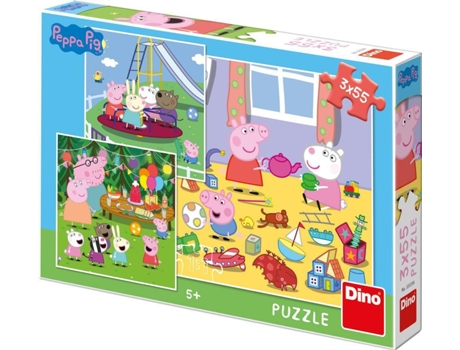 Puzzle 3X55 Pcs Peppa Pig Férias Dino