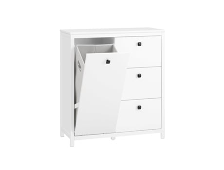 Armário De Casa De Banho Multifuncional Com 1 Cesto E 3 Gavetas Branco 80 X 35 X 90 Cm Bzr97 W Sobuy