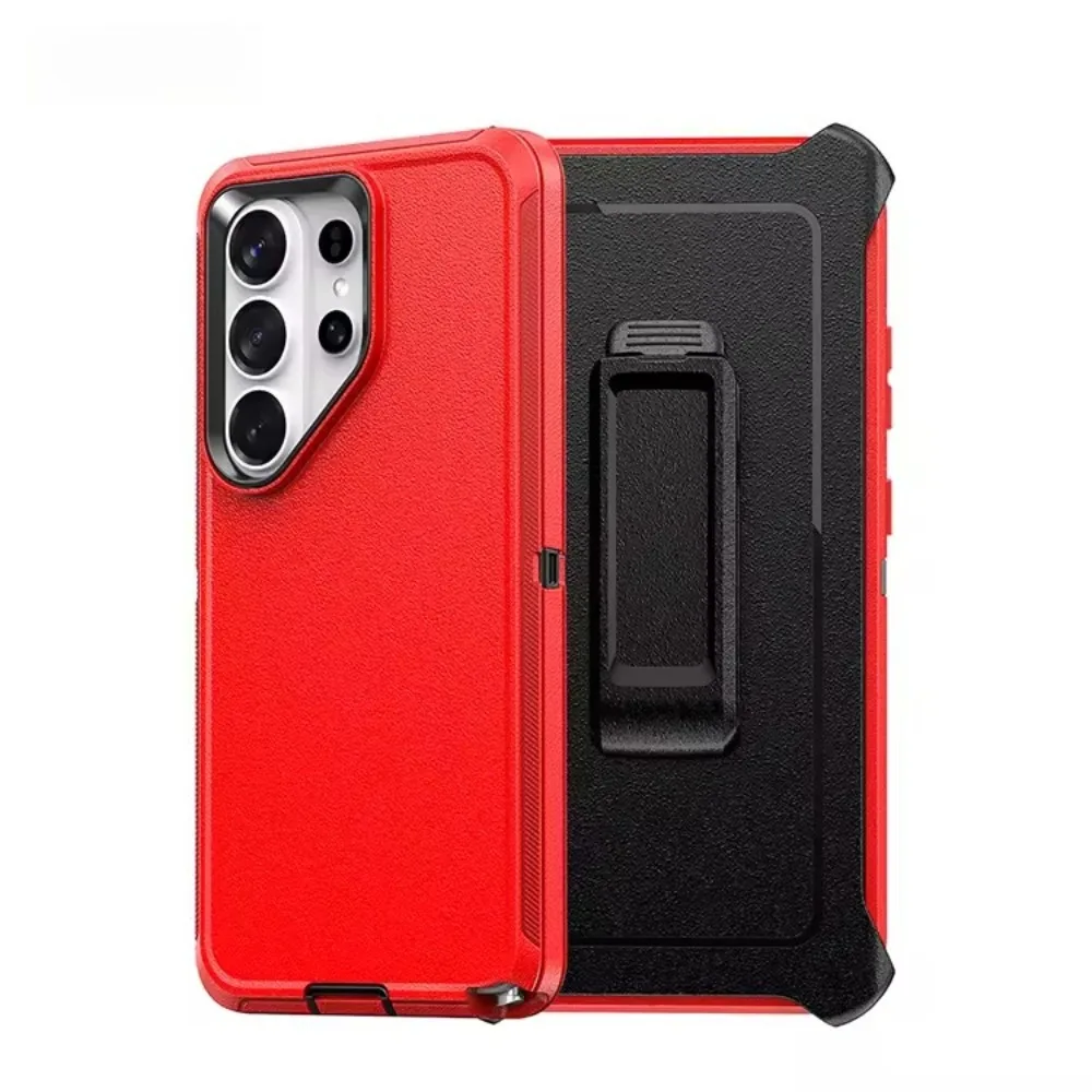 (vermelho/preto, Galaxy S23) Capa Protetora Resistente Com Clipe Para Cinto, Feita De Material Pctpu À Prova De Choque.
