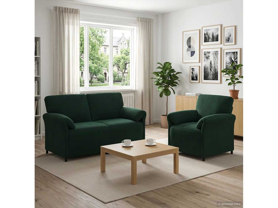 Vidaxl Conjunto De Sofás 2 Unid. Verde-escuro Veludo