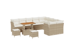 Conjunto 12 Sofá De Jardim Vidaxl Bege Vime Pe (90 X 55 X 71 Cm)