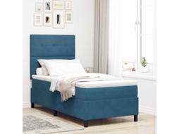 Vidaxl Cama Box Com Cabeceira Azul Escuro 80 X 200 Cm Veludo