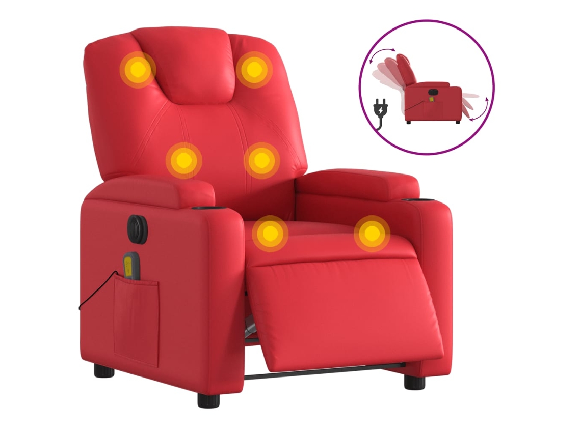 Electric Massage Recliner Chair, Electric Massage Recliner Chairs Vidaxl Vermelho Couro Artificial