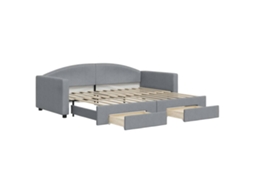 Sofá cama com Gavetão e Gavetas 90x200 Cm Tecido Cinzento claro MAISON EXCLUSIVE