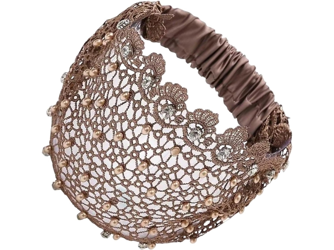 Tiara Boho Com Renda De Pérolas Vintage, Ilhós, Elástico E Strass.
