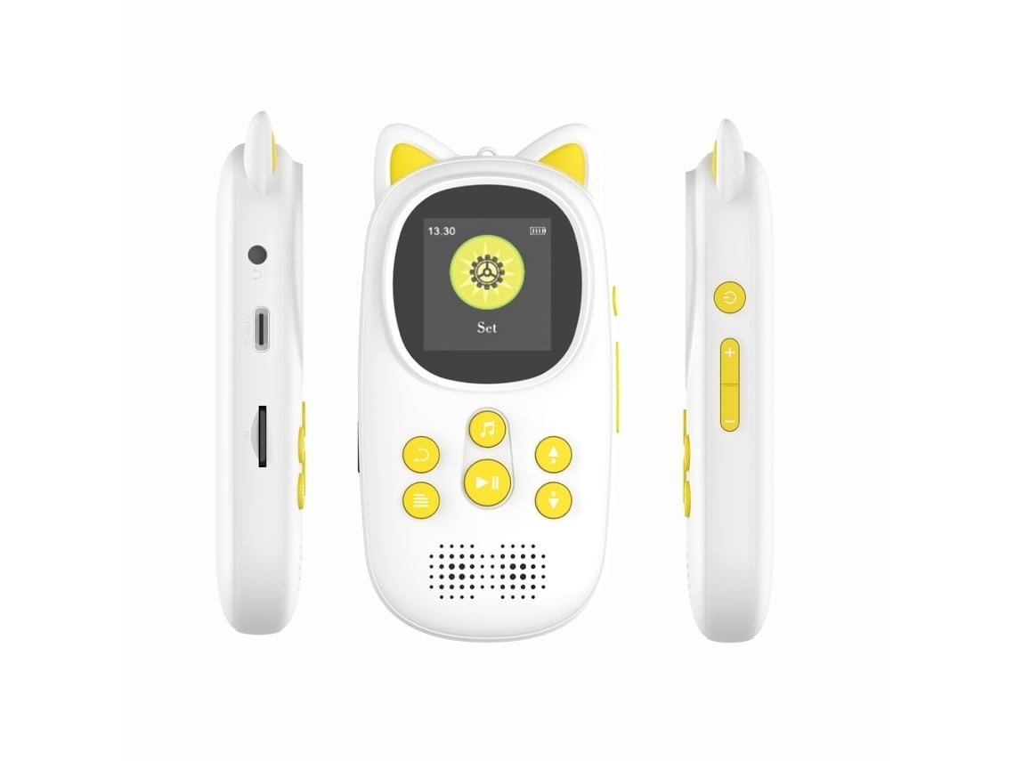Leitor Mp3 Infantil Lurelia 64gb Bluetooth, Rádio Fm, Alarme, Cordão Incluído, Amarelo