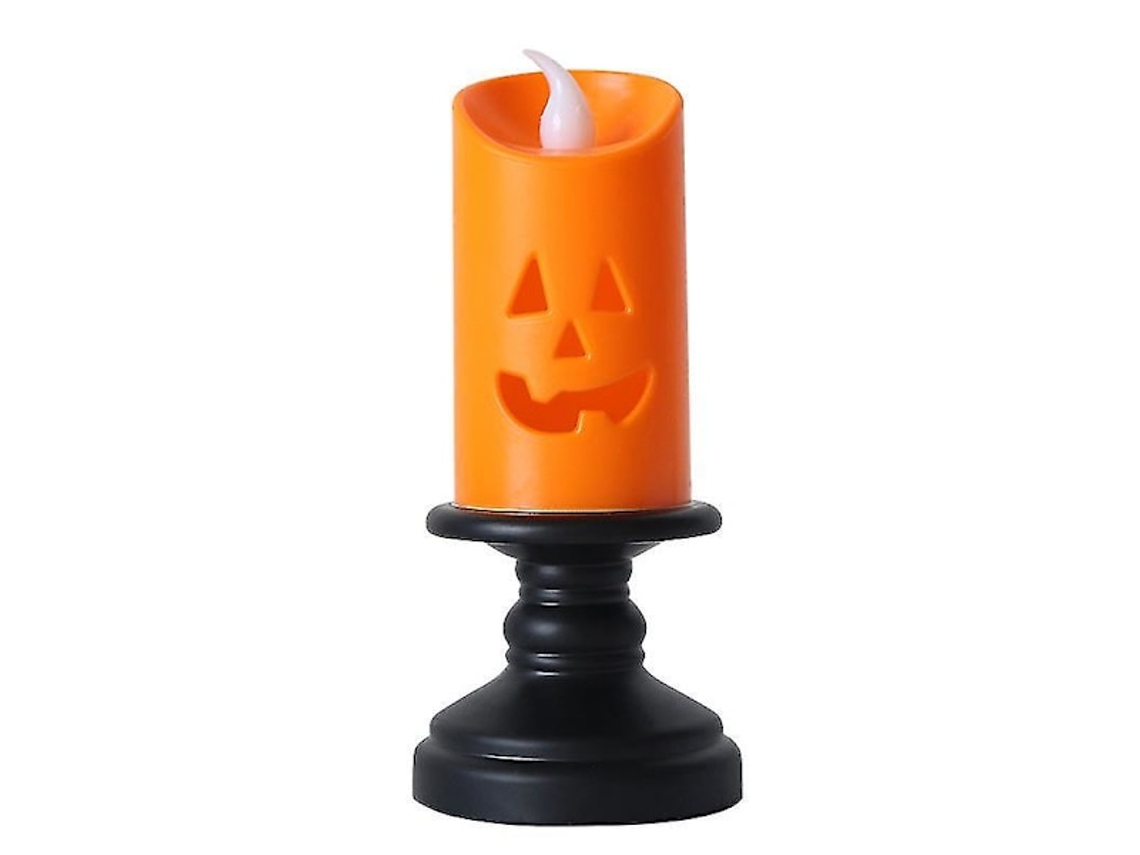 Conjunto De 4 Castiçais Decorativos, Formato De Abóbora, Cor Laranja, Tema De Natal E Halloween