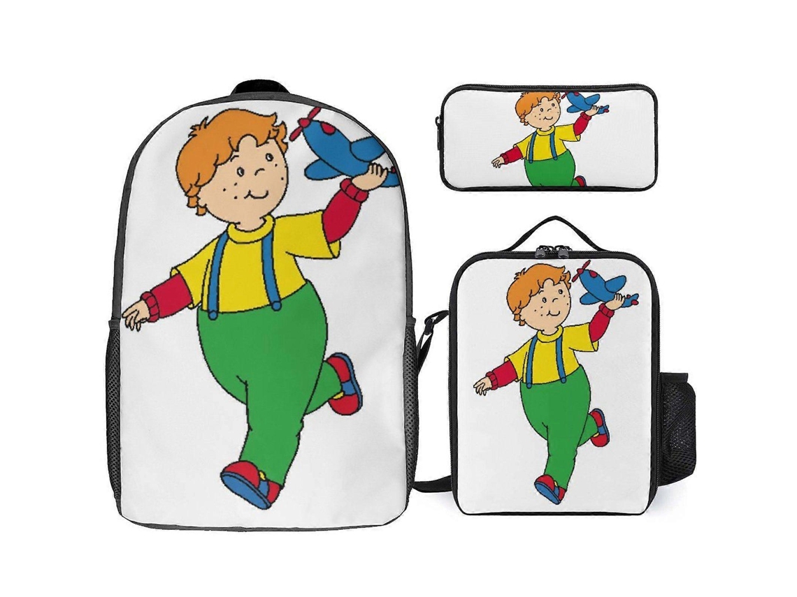 Mochila De Estudante Caillou J5. Inclui Mochila, Lancheira E Estojo. Resistente. R5 Olysi Shop