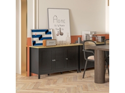 Móvel Tv Buffet Sala Preto Madeira 120x40x70 Cm 3 Portas Prateleiras Ajustáveis Armazenamento Sala Quarto Hall ZIWEI STORE