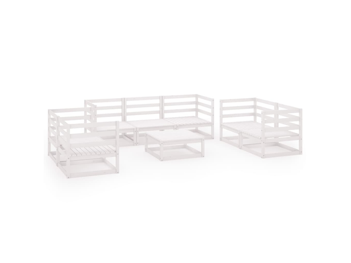 Conjunto Lounge Jardim Pinho Maciço Branco 8 Peças MAISON EXCLUSIVE