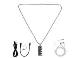 Aetheria reprodutor Mp3 Pendente Mini com Gravador de Voz 16gb Aço Inoxidável Prata com Fone de Ouvido