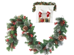 Guirlanda De Natal Com Luzes, Decoração Festiva, Pinhas E