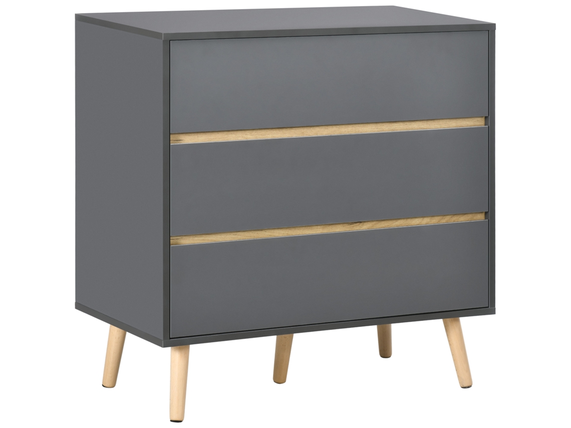 Cômoda com 3 Gavetas, Escandinava, 80x40x80 cm, Cinza CHEZMOI