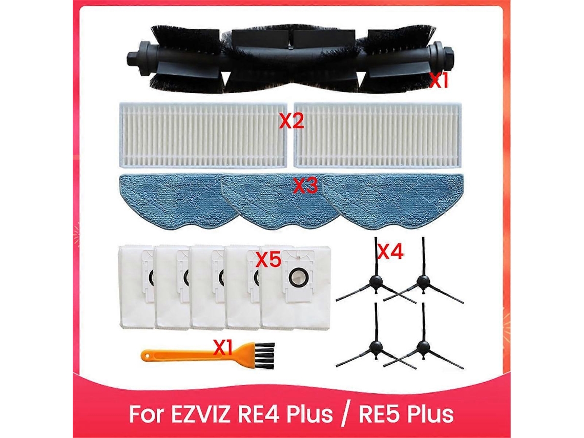Para Ezviz Re4 Plus / Re5 Plus Escova Lateral Principal Filtro Hepa Pano De Mop Brilvibera