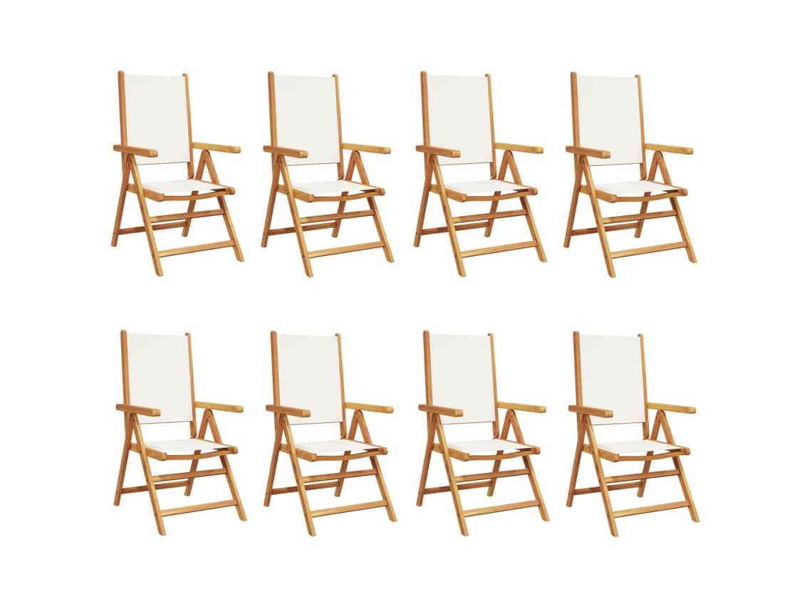 Maison Exclusive - Cadeiras Jardim Reclin. 8 Pcs Tecido/madeira Maciça Branco Nata