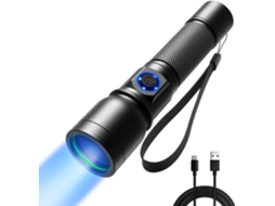Lanterna Uv Recarregável Usb-c De 365 Nm Para Manchas De Urina De Animais De Estimação E Cura De Resina (preta)