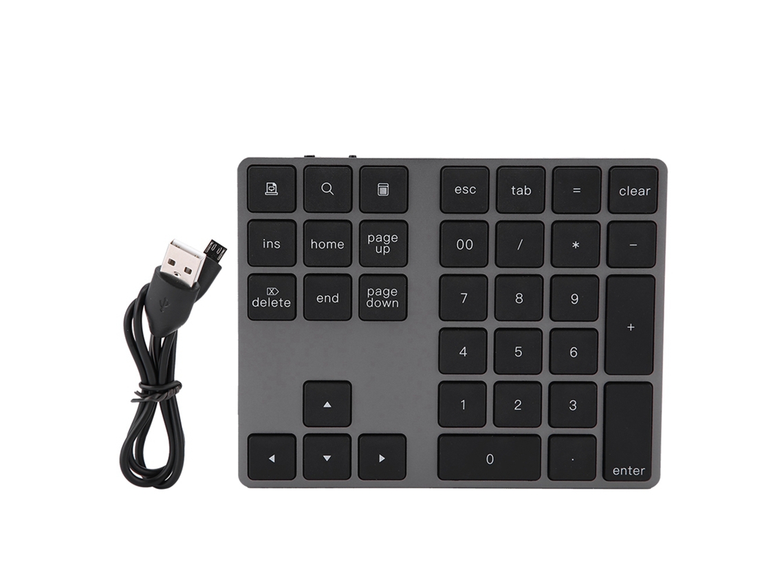 Mini Teclado Numérico Bluetooth 34 Teclas, Apple, Pc, Windows, Ios, Android, Negro S/MARCA
