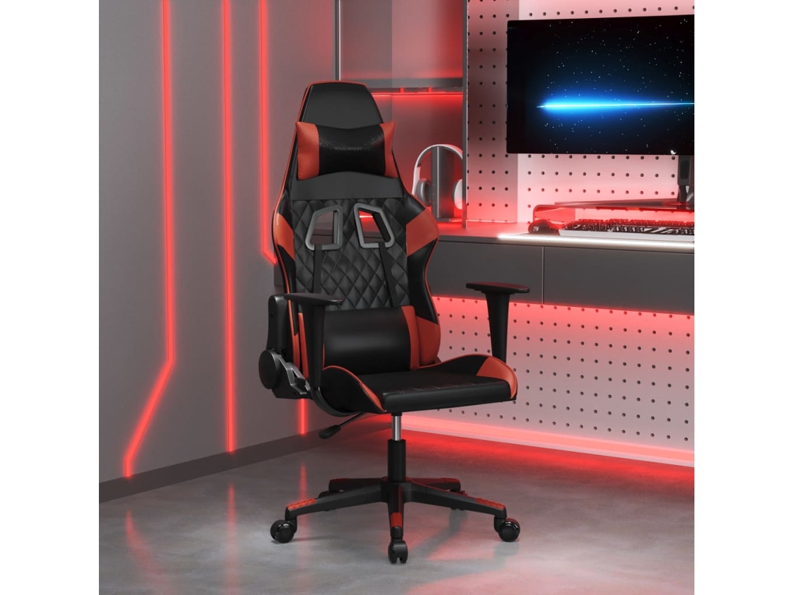 Vidaxl Cadeira Gaming Couro Artificial Preto E Vermelho Tinto