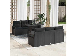 Vidaxl Conjunto De Sofá De Jardim 7 Unid. Preto Rattan Sintético