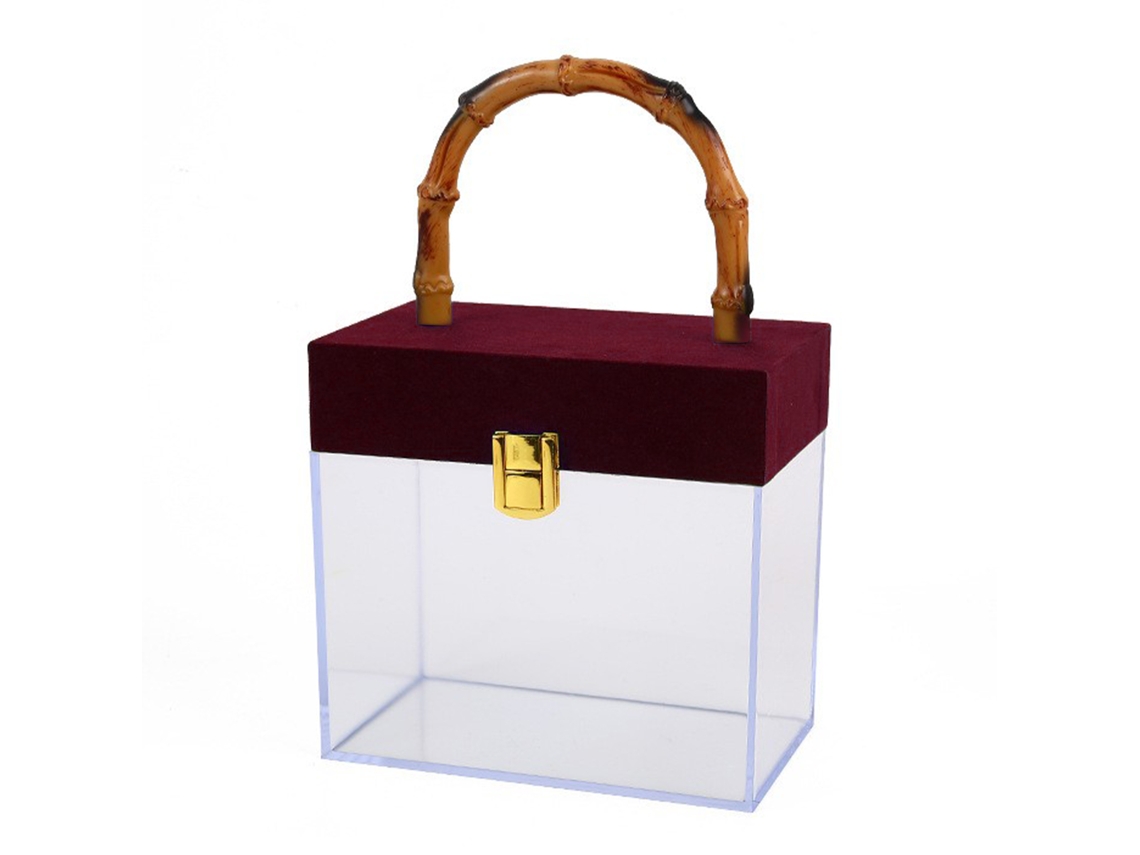 Laxiscreed Bolsa De Acrílico Burgundy Para Organização Compacta 16,95x9,9x16,05cm