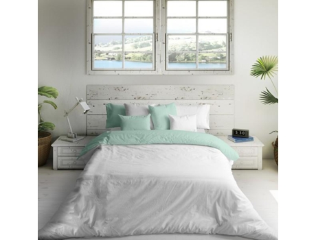 Capa Nórdica Naturals Bicolor Branco/Verde Cama de 150 240 X 270 cm