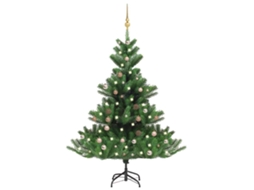 Vidaxl Árvore Natal Artificial Leds/bolas 180cm Abeto Caucasiano Verde