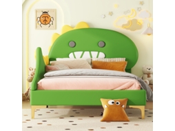Berço Infantil 90x200cm Em Forma De Dinossauro, Estilo Plano, Material Pu, Cor Verde Quenty