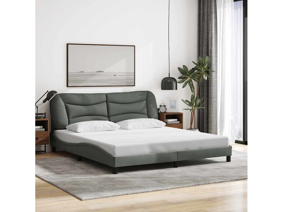 Vidaxl Estrutura De Cama Sem Colchão Hvar 180x200 Cm Tecido Cinzento-escuro