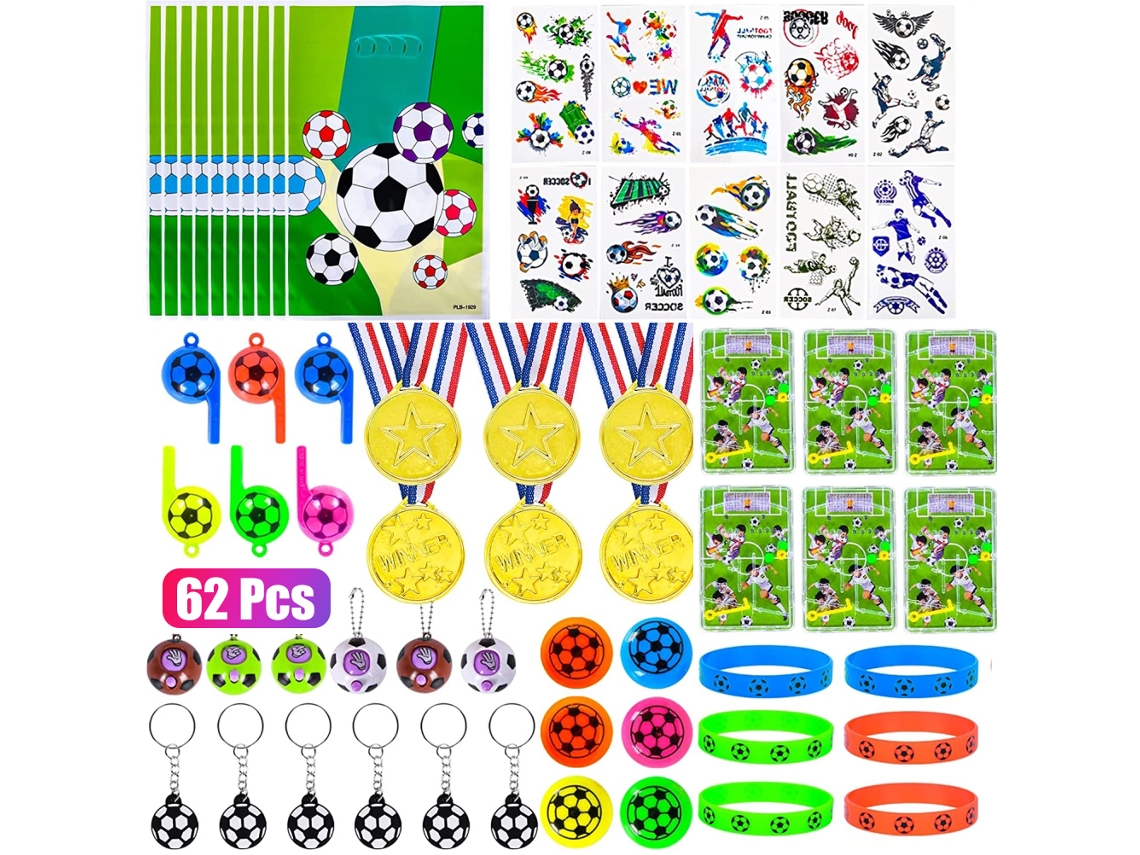 Ats conjunto de Brinquedos de Futebol com 40/52/62/68/72 Peças: Apitos, Adesivos, Chaves, Pulseiras, Presentes para Festa de Futebol