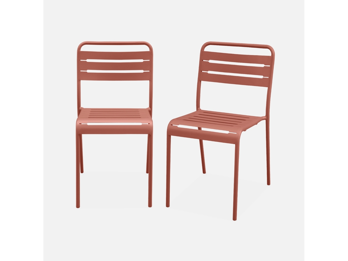 Cadeira De Jardim Bistrô Em Aço, Set De 2, Terracota