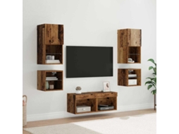 Vidaxl Unidades De Parede Para Tv 8 Pcs Madeira Antiga