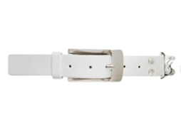 Cinto Feminino Branco De 15 Mm Em Couro De Bezerro Com Corrente Cromada