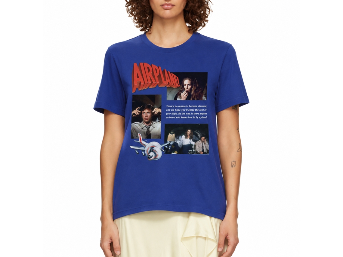 Rockinstone Airplane Movie Multihit Solid Royal Adult T-shirt Size:xxl
