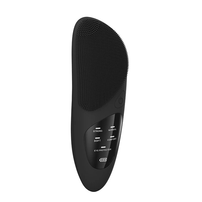 Massageador Elétrico Recarregável Para Limpeza Facial, Escova De Limpeza Facial De Silicone Preta SUNNY SPACES