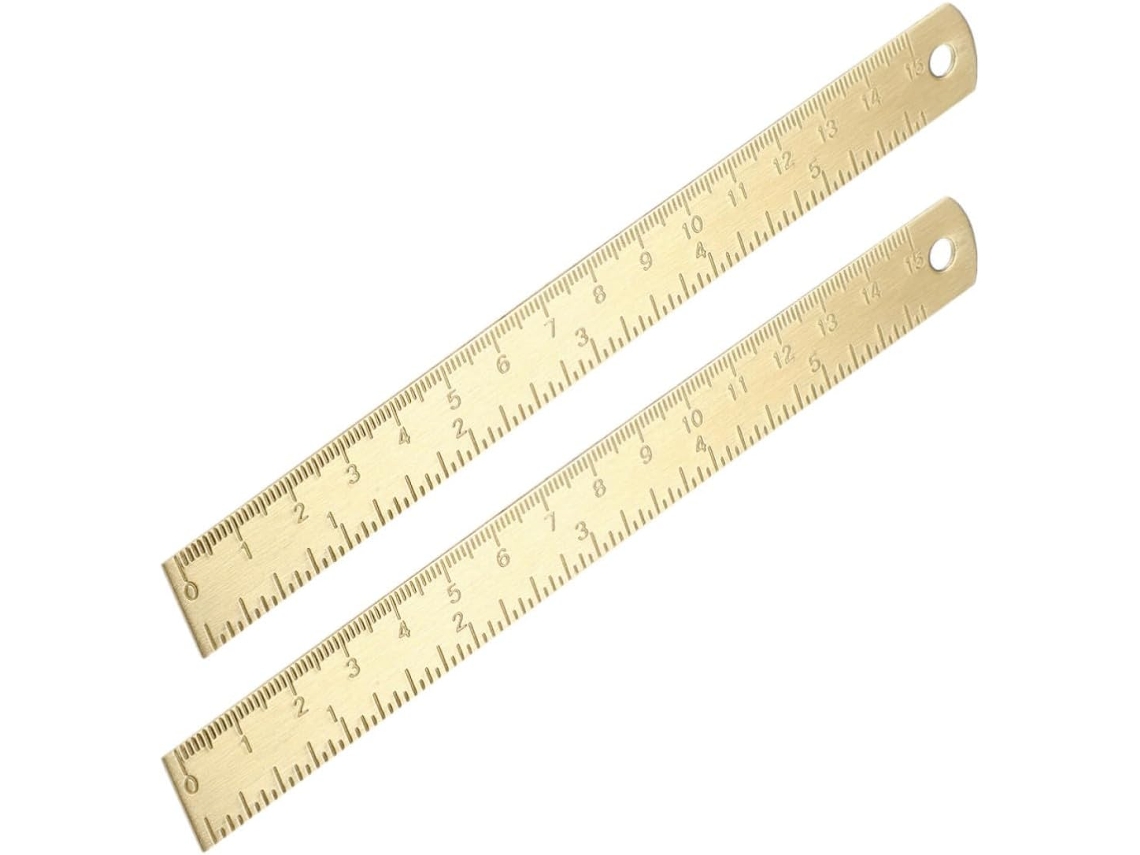 Conjunto de 2 Racks Latão com Ouro com Gravação Escala Dupla e Design Elegante, Tamanho Portátil para Estudantes