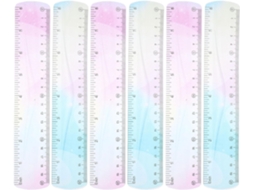 Conjunto Shineofi De 6 Réguas Plásticas Flexíveis E Duráveis Com Design Degradê Colorido, Ideal Para Alunos Na Sala