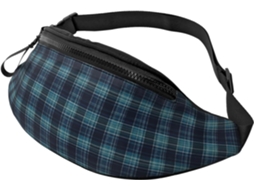 Pochete Vintage Xadrez Azul Marinho Esportiva Zíper Viagens