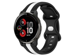 Pulseira Garmin Venu 2 Plus De 20 Mm Com Fivela Borboleta, Feita Silicone Bicolor, Preto E Branco., Acabamento Moderno