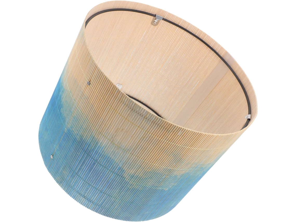 Luminária De Bambu Suspensa Com Estampa Aquarela Azul, Soquete E27, Formato Cilíndrico Para Quarto, Dimensões