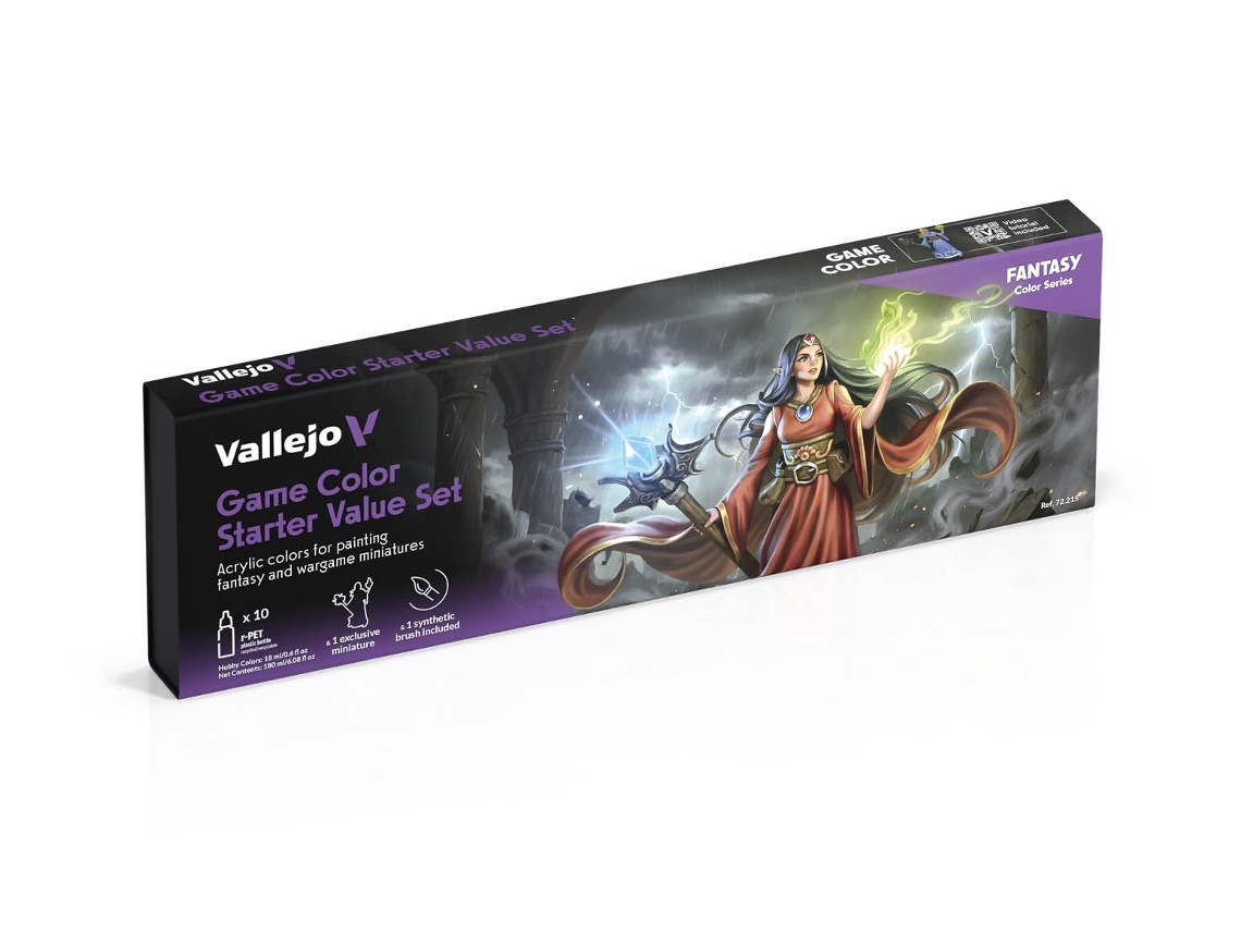 Kit Inicial VALLEJO Game Color Kit de Tintas Acrílicas para Miniaturas 10 Tintas de 18ml + Pincel + Miniatura Exclusiva